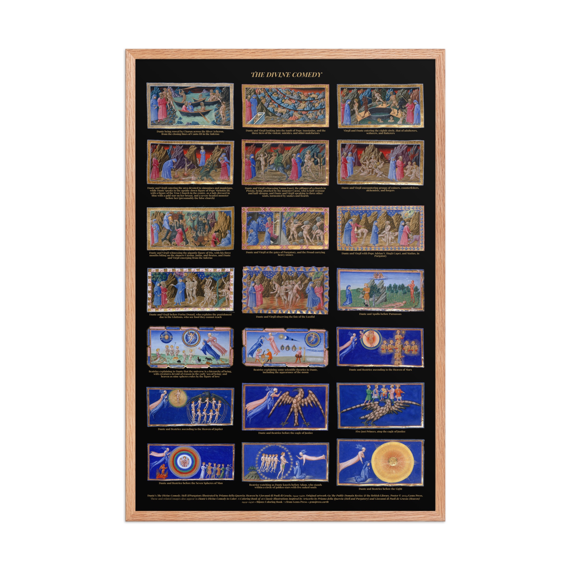 Dante's The Divine Comedy, Framed Poster 24 x 36"